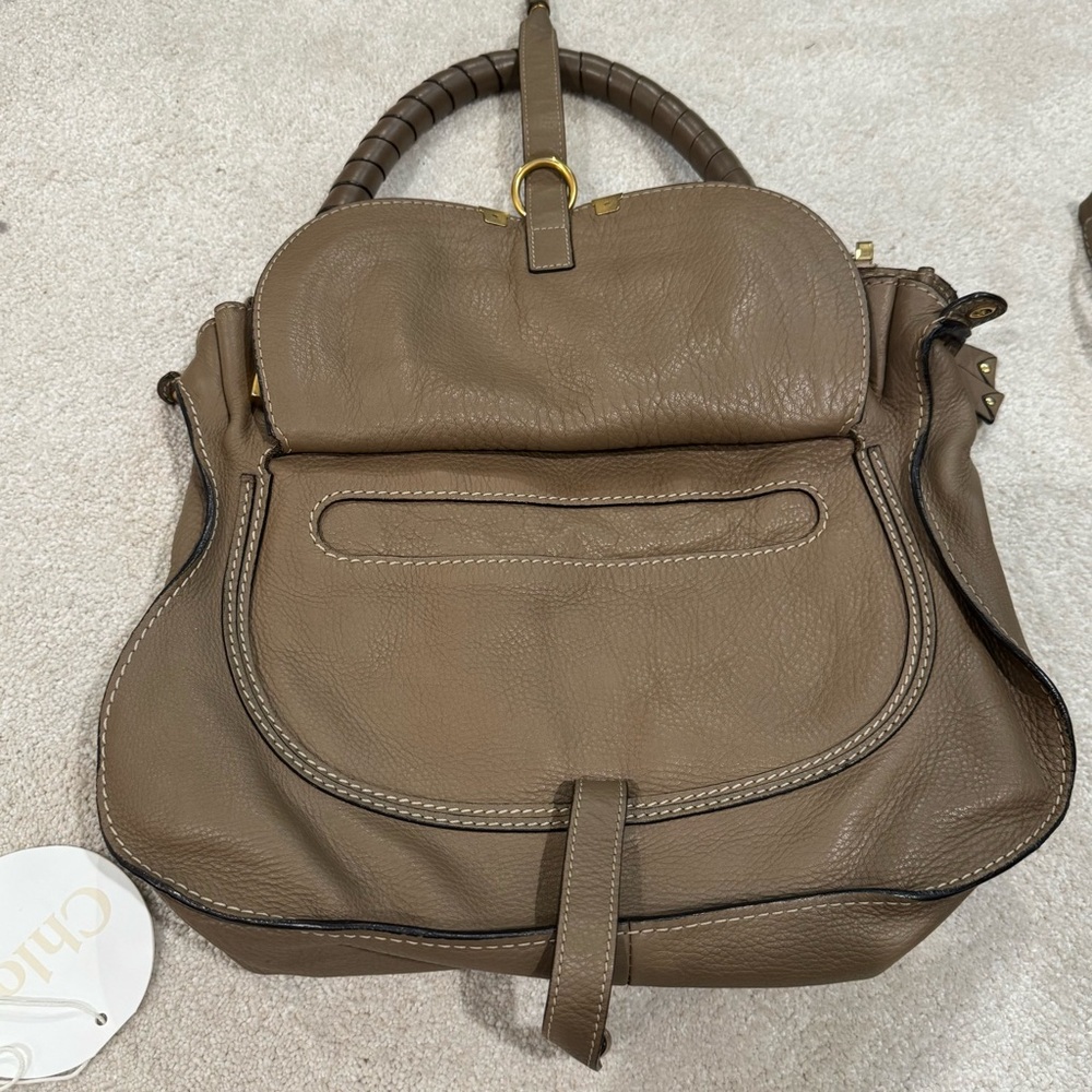 Chloe Medium Marcie double carry handbag purse in nut leather brown taupe - Picture 11 of 17